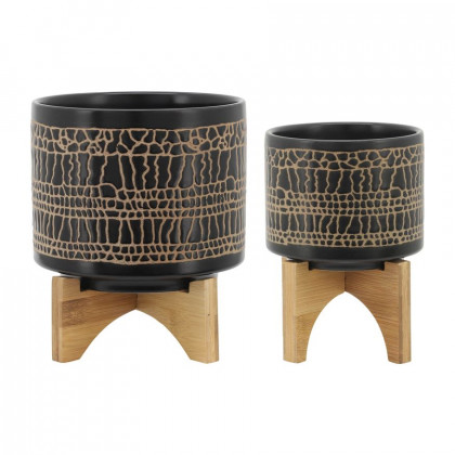 Sagebrook - 8" Glazed Planter With Stand