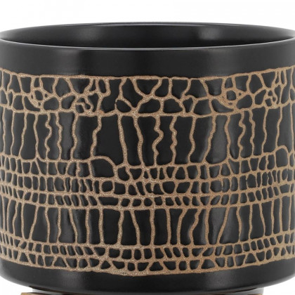 Sagebrook 5"/8" Glazed Planters With Stand (Set Of 2) - Black