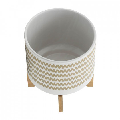 Sagebrook 10" Zig-zag Planter With Stand - White