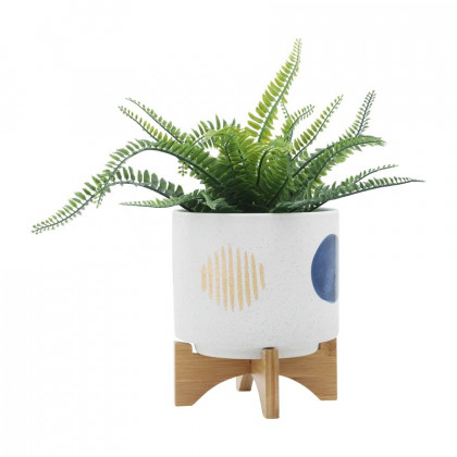 Sagebrook 5"/8" Funky Planters With Stand (Set Of 2) - White