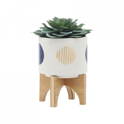 Sagebrook 5"/8" Funky Planters With Stand (Set Of 2) - White