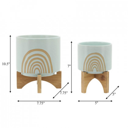 Sagebrook 5"/8" Arch Planter With Stand (Set Of 2) - Mint