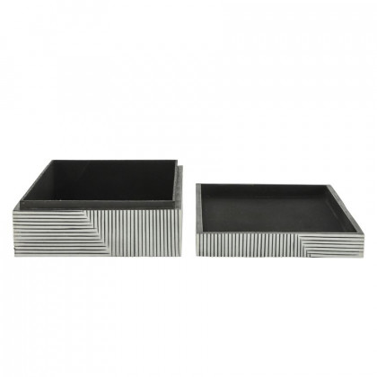 Sagebrook - Resin Ridged Boxes (Set Of 2) in White