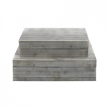 Sagebrook - Resin Pinstripe Boxes (Set Of 2) in Black/White