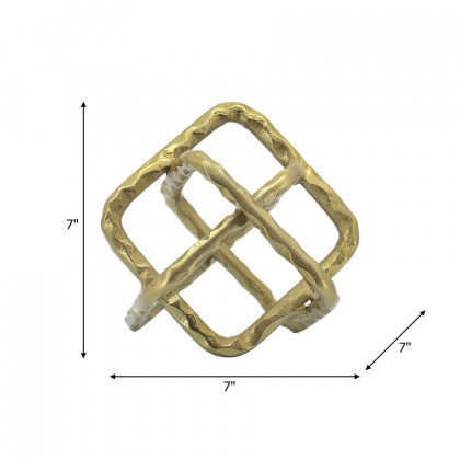 Sagebrook 7" Metal Square Orbs - Gold