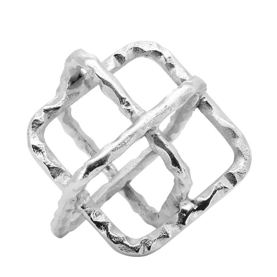 Sagebrook 8" Metal Square Orbs - Silver