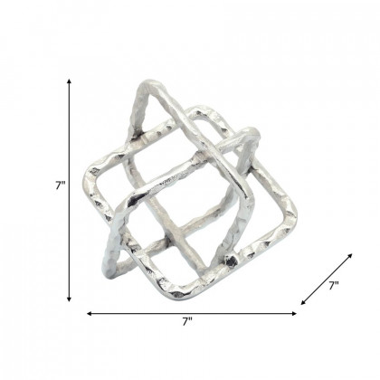 Sagebrook 7" Metal Square Orbs - Silver