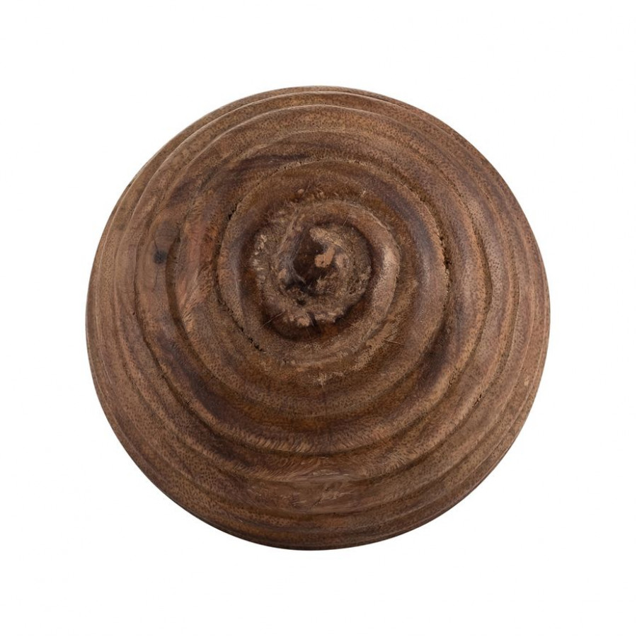 Sagebrook 4" Wooden Orb With Ridges - Natural