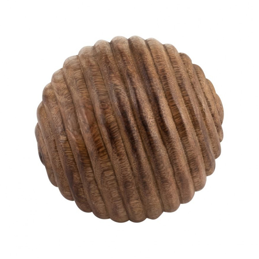 Sagebrook - 8" Wooden Orb With Ridges