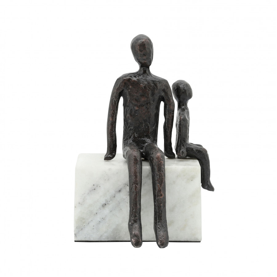 Sagebrook - 9" Metal Dad & Son Sitting Sculpture