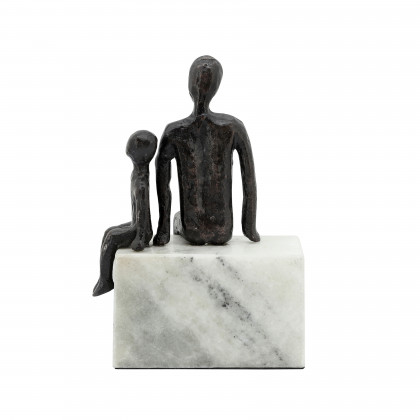 Sagebrook - 9" Metal Dad & Son Sitting Sculpture