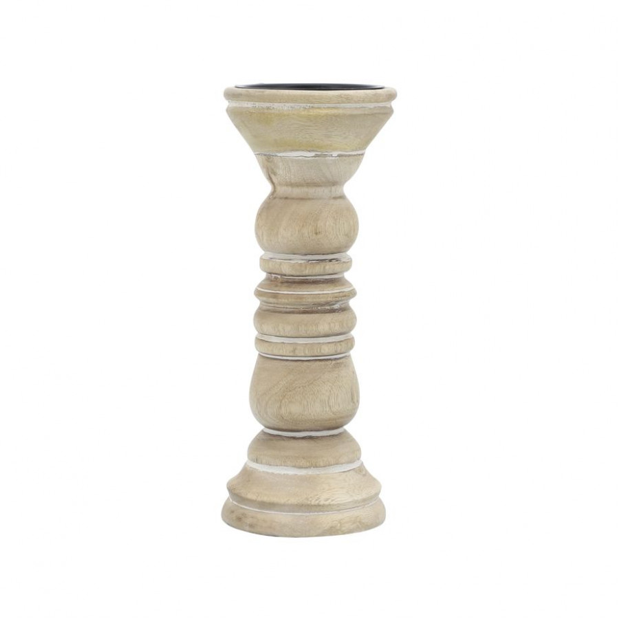 Sagebrook - 10" Wooden Pillar Holder in Natural