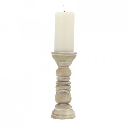 Sagebrook - 10" Wooden Pillar Holder in Natural