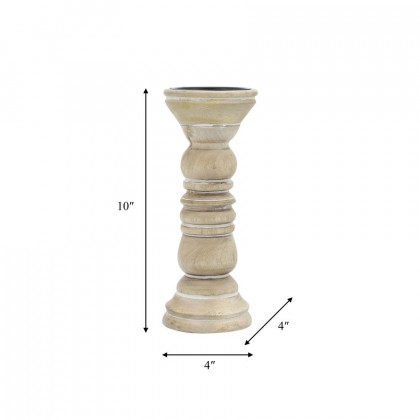 Sagebrook - 10" Wooden Pillar Holder in Natural