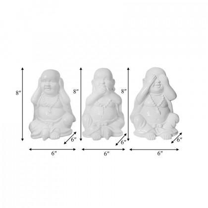 Sagebrook - Hear No, Speak No, See No Buddhas (Set Of 3) in White
