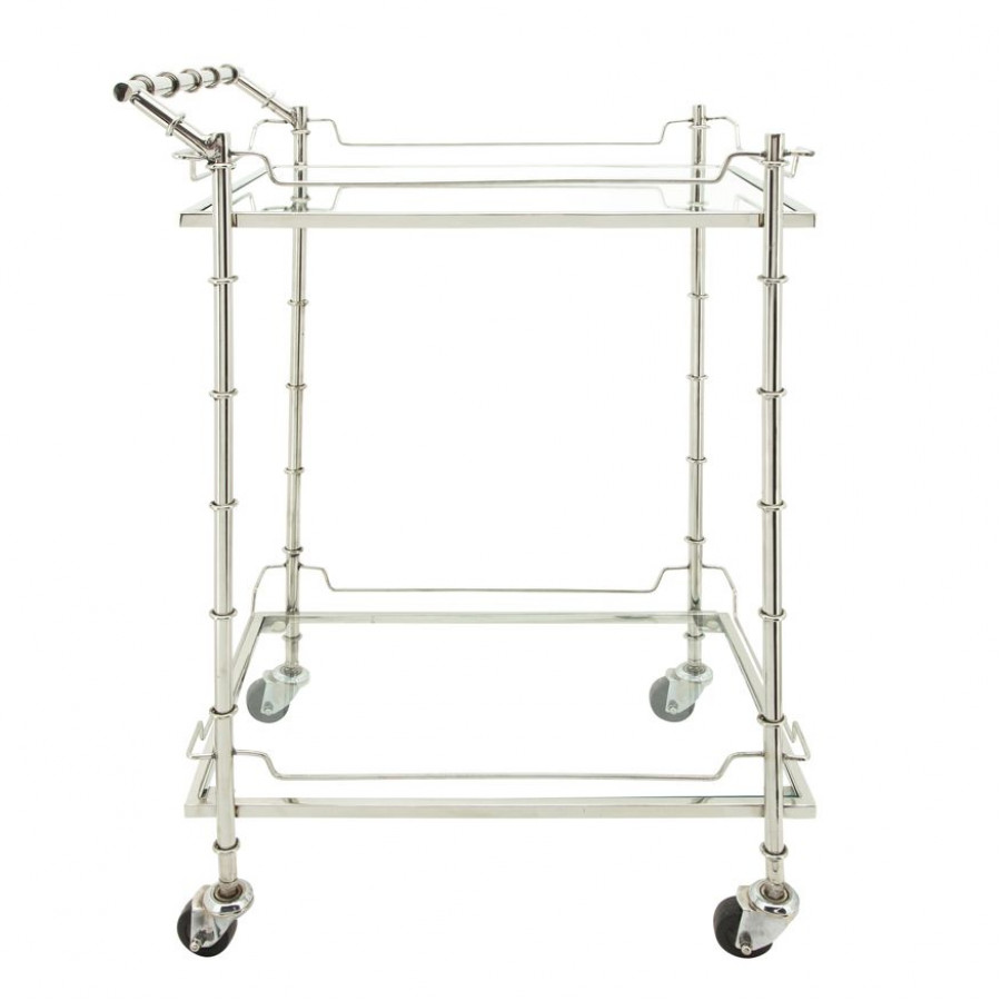 Sagebrook Two Tier Rolling Bar Cart - Silver