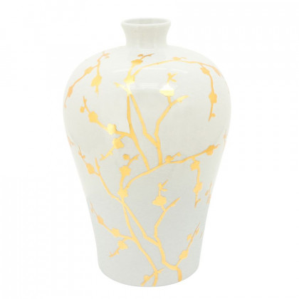 Sagebrook - 15" Ceramic Vase With Gold Decal