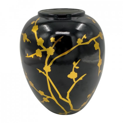 Sagebrook - 15" Ceramic Vase With Gold Decal