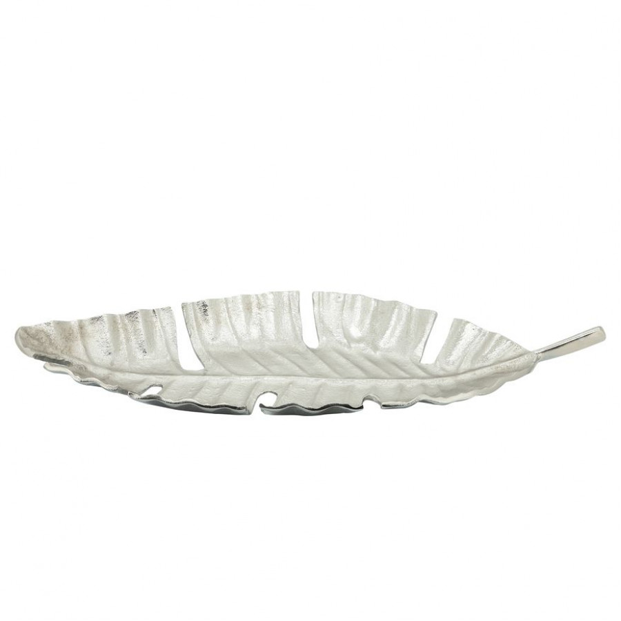 Sagebrook 22" Metal Leaf Tray - Silver