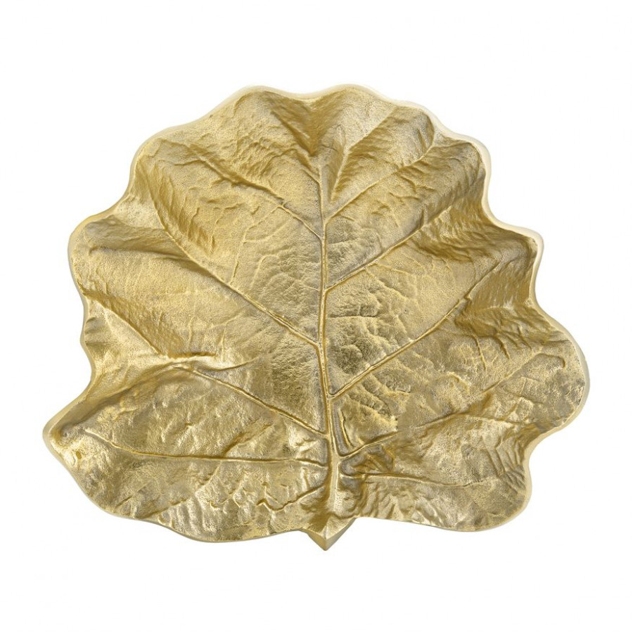 Sagebrook 13" Metal Round Leaf Tray - Gold