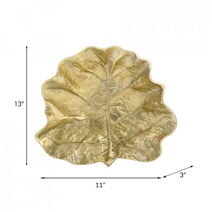 Sagebrook 13" Metal Round Leaf Tray - Gold