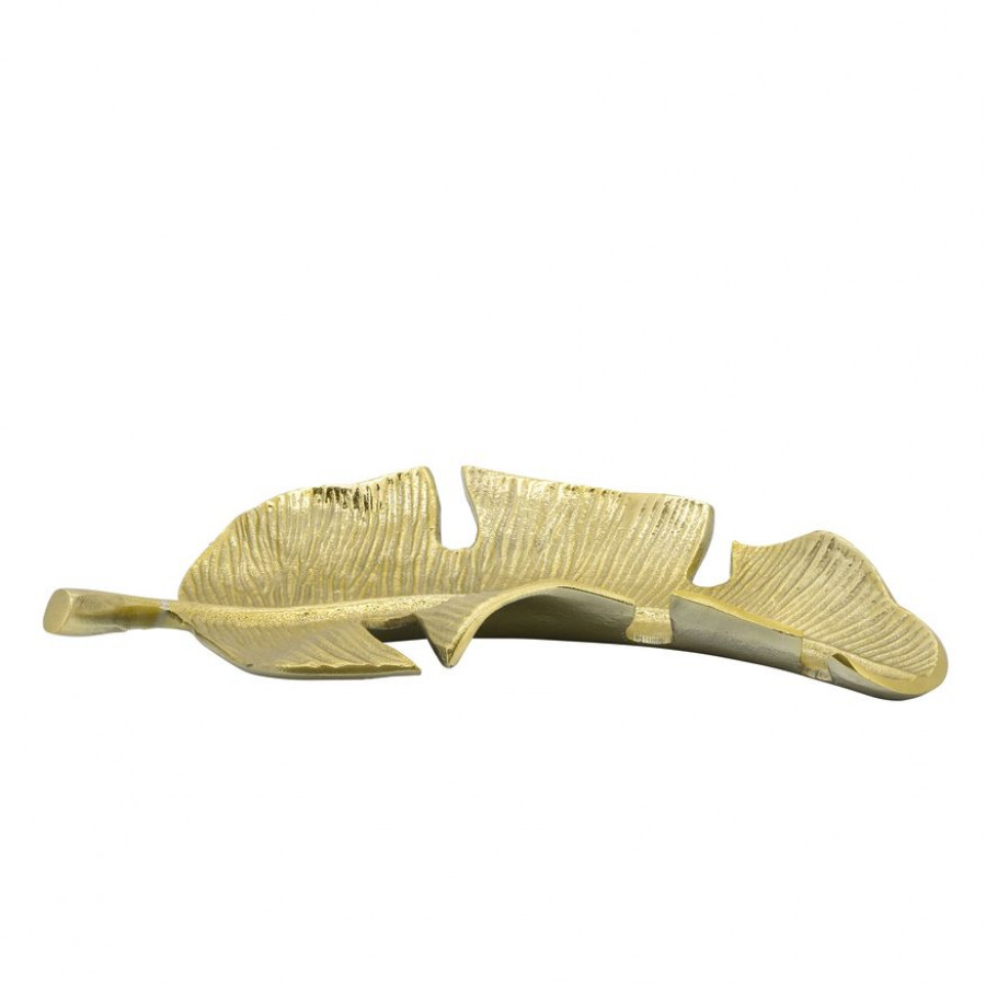 Sagebrook 13" Metal Tropical Leaf Tray - Gold
