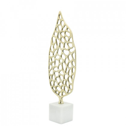 Sagebrook - 19" Metal Cut-out Leaf On Stand in Gold