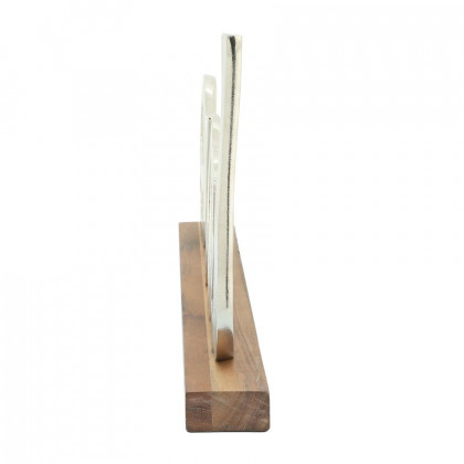 Sagebrook - 16" Metal Love On Wood Base in Silver