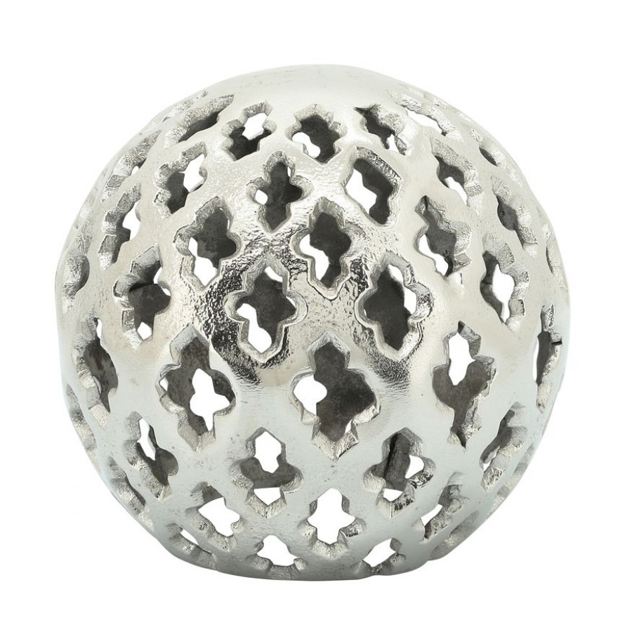 Sagebrook 8" Metal Cut-out Orb - Silver