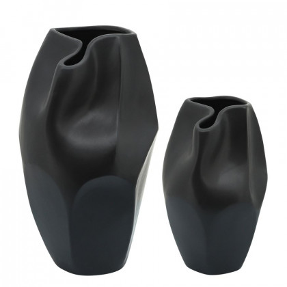 Sagebrook 10" Ceramic Abstract Vase - Black
