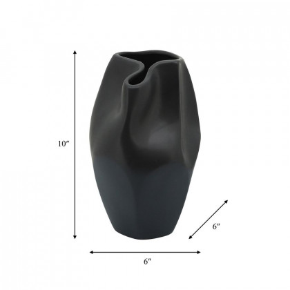 Sagebrook 10" Ceramic Abstract Vase - Black