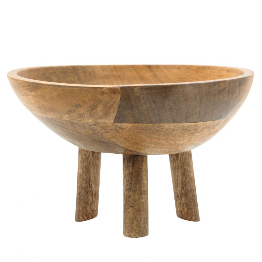 Sagebrook - 10" Wood Bowl With 3 Legs in Natural