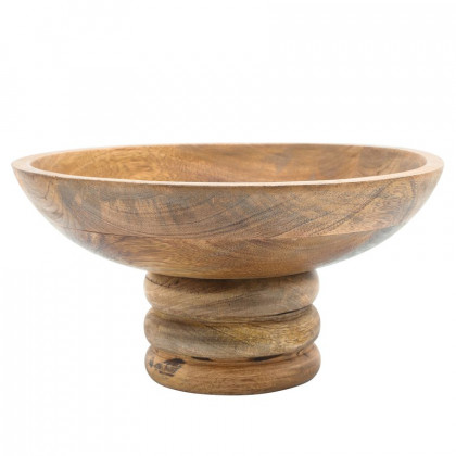 Sagebrook - 12" Round Bowl With Ribbed Base Wood