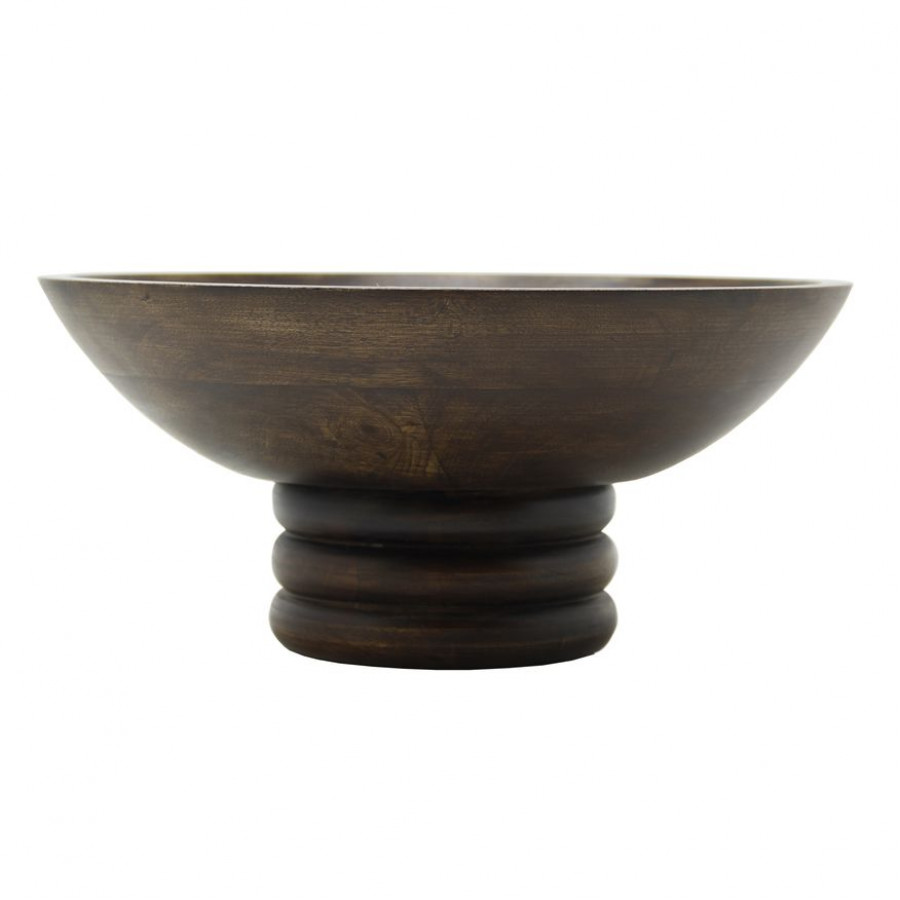 Sagebrook - 12" Round Bowl With Ribbed Base Wood