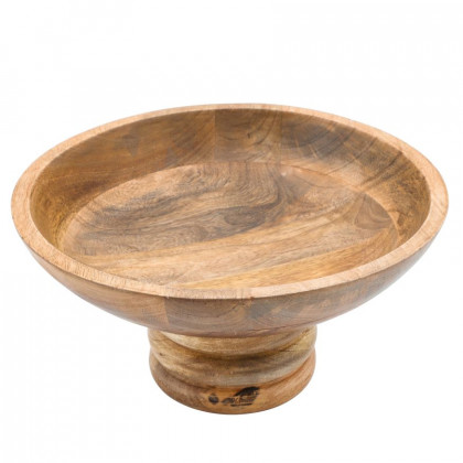 Sagebrook - 12" Round Bowl With Ribbed Base Wood