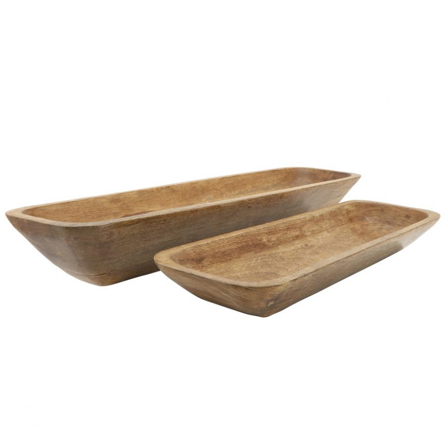 Sagebrook - 23"/30" Wood Rectangular Bowls (Set Of 2) in Brown