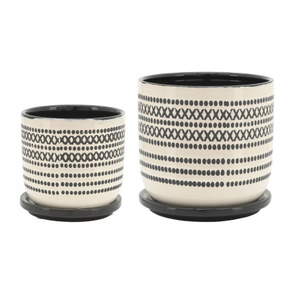 Sagebrook - 5"/6" Ceramic Planters With Saucer (Set Of 2)