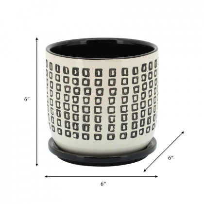 Sagebrook 6" Ceramic Planter With Saucer - Black
