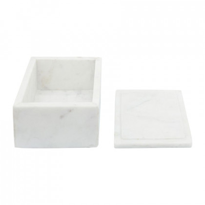Sagebrook - 7"x5" Marble Rectangular Box Heart in White