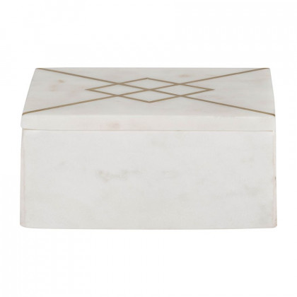 Sagebrook - 7"x5" Marble Box With Inlay in White
