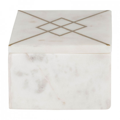 Sagebrook - 7"x5" Marble Box With Inlay in White