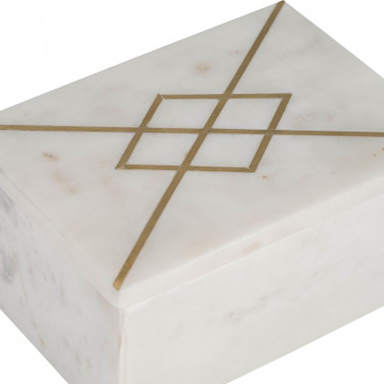 Sagebrook - 7"x5" Marble Box With Inlay in White