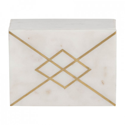 Sagebrook - 7"x5" Marble Box With Inlay in White