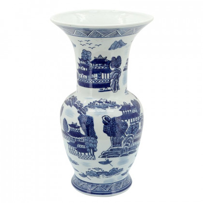 Sagebrook 16" Ceramic Chinoiserie Vase - Blue