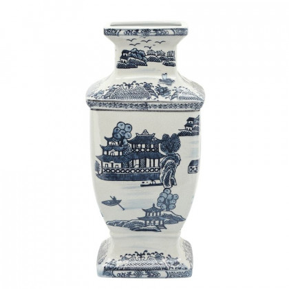 Sagebrook - 15" Ceramic Vase With Gold Decal