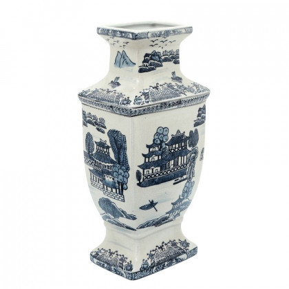 Sagebrook - 15" Ceramic Vase With Gold Decal