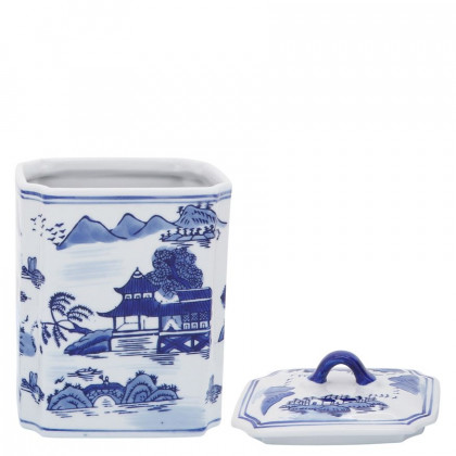 Sagebrook 8" Ceramic Rectangular Jr With Lid - Blue
