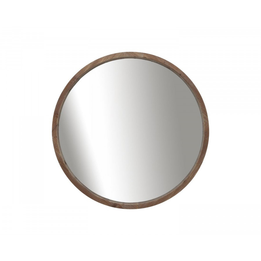 Sagebrook - Wood Round Mirror in Brown