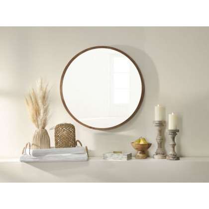 Sagebrook - Wood Round Mirror in Brown