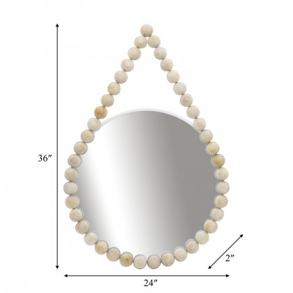 Sagebrook - Wood Beaded Mirror in White